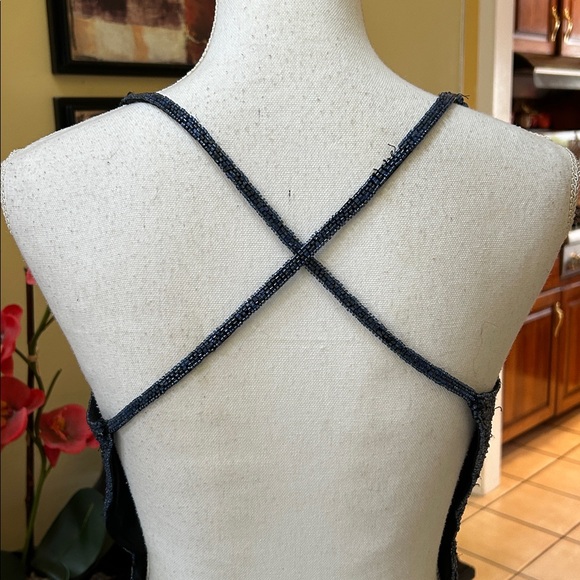 Adrianna Papell Boutique Vtg Blue Hombre Beaded Silk V Neck Maxi Evening Dress - Picture 10 of 15